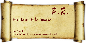 Petter Rémusz névjegykártya